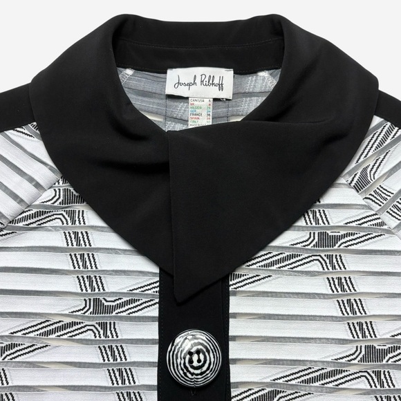 Joseph Ribkoff White Black Blazer Jacket 3/4 Sleeve US Size 6 Style 172897 - Picture 6 of 11